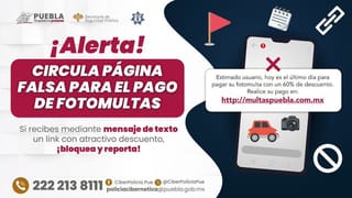 Alerta de fraude: Gobierno de Puebla advierte sobre páginas falsas para pago de fotomultas 🚨