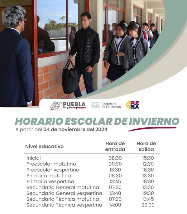 Anuncia SEP horario de invierno en escuelas de Educación Básica